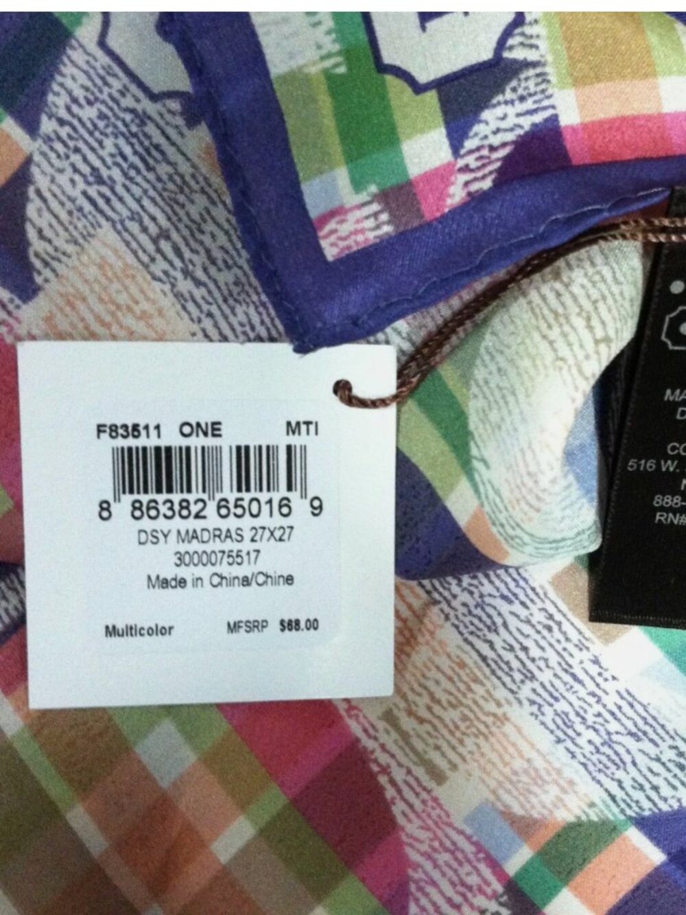 Coach Daisy Madras Lightweight Scarf 26x26 Women’s Neck Head Wrap F83511 - Picture 8 of 10